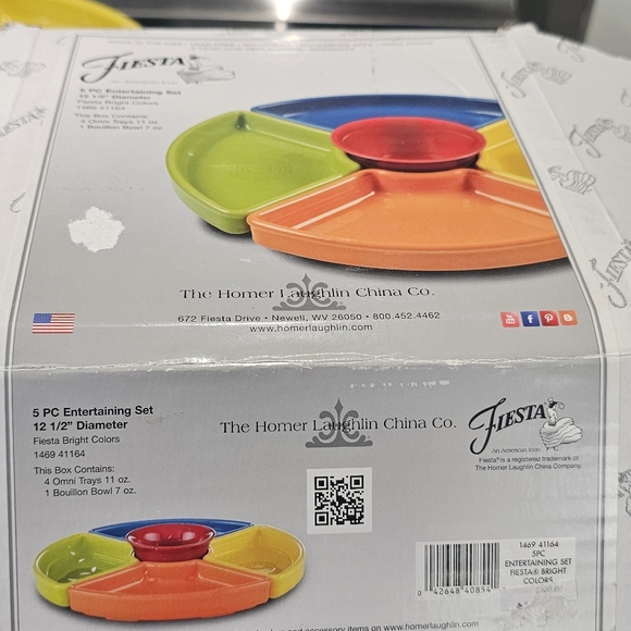 Colorful Fiesta Wear Sectioned Serving Platter with Bowl. - Picture 3 of 12